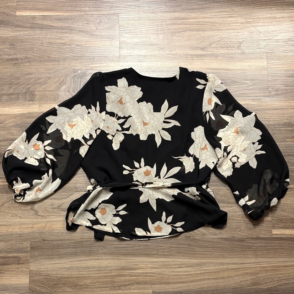 New York & Company Black Floral Blouse - Picture 3 of 4